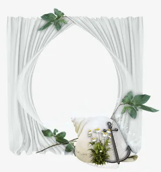 白色窗帘边框免抠