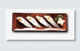 日本生鱼片摆盘木盘png免抠