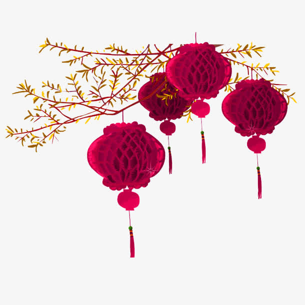 红色中国风灯笼装饰图案免抠