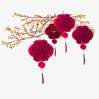 红色中国风灯笼装饰图案免抠