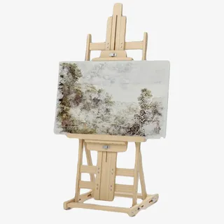 可折叠浅色木头油画架子免抠