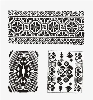 黑白刺绣图案免抠