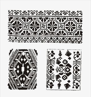 黑白刺绣图案免抠