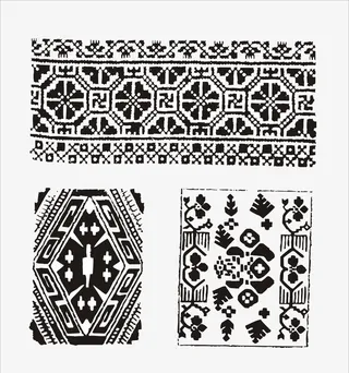 黑白刺绣图案免抠