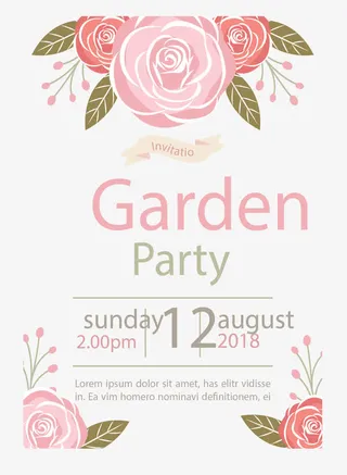 浪漫粉红玫瑰海报免抠