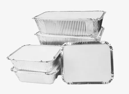 银色的铝箔托盘实物免抠