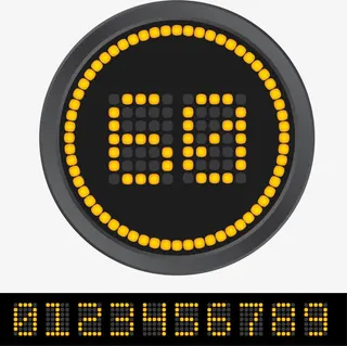 黑色黄点科技感计时器免抠