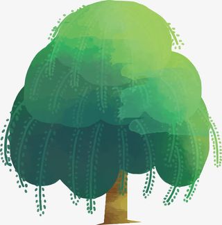 春天绿色柳树矢量素材免抠