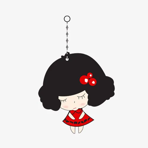 可爱卡通女孩钥匙链免抠