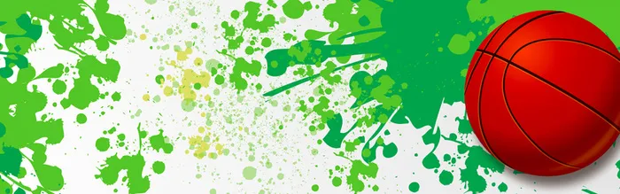 激情绿色喷溅效果篮球背景banner高清
