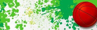 激情绿色喷溅效果篮球背景banner高清