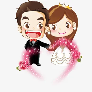 卡通结婚人物免抠