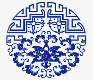 蓝色中国传统剪纸免抠