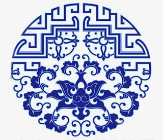 蓝色中国传统剪纸免抠