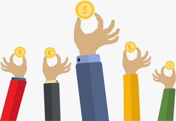 手抓金币卡通装饰元素免抠