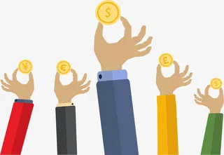 手抓金币卡通装饰元素免抠