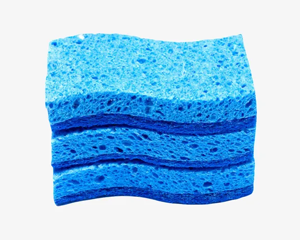 蓝色层叠着带弹性的海绵清洁用品免抠
