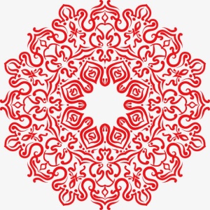 红色古风纹样免抠