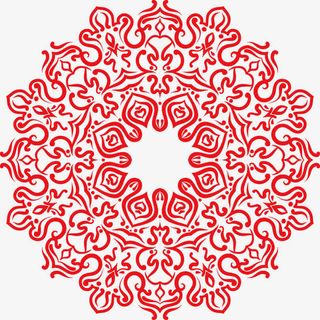 红色古风纹样免抠