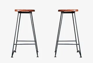 黑色手绘铁支架高脚凳免抠