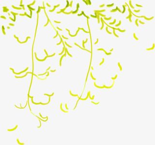 绿色渐变创意花草免抠