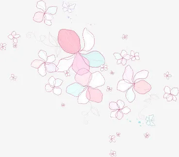 春天粉色手绘花纹装饰免抠