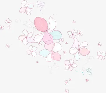 春天粉色手绘花纹装饰免抠