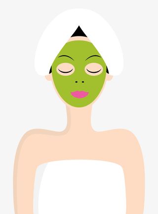 美容院敷面膜女孩免抠