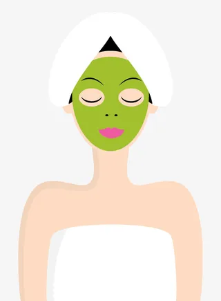 美容院敷面膜女孩免抠