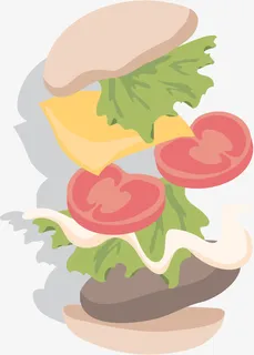 矢量芝士汉堡包免抠