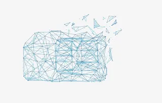 矢量蓝色线条科技立方体素材免抠