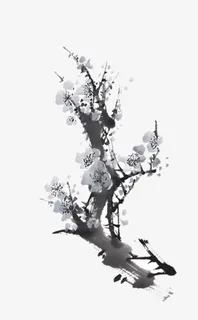 水墨桃花免抠