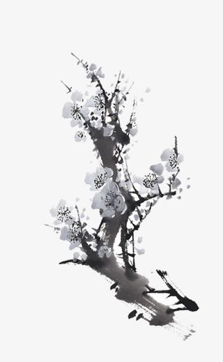 水墨桃花免抠
