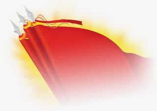 黄色光效红色旗帜免抠