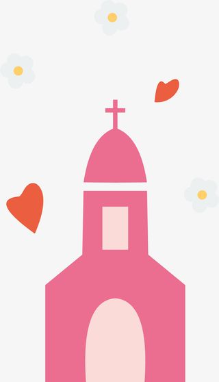 服饰十字架爱心教堂免抠