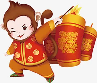 新年猴子放鞭炮免抠