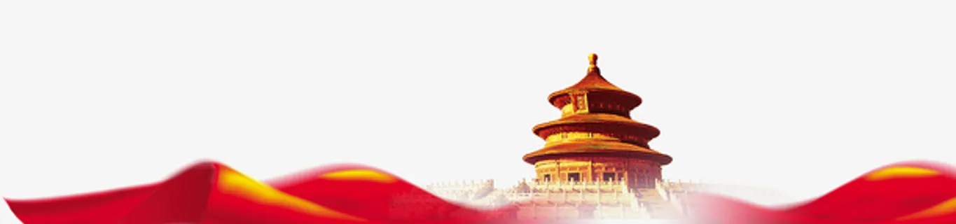 红色丝绸天坛免抠
