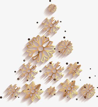 立体金色雪花装饰免抠