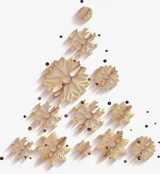 立体金色雪花装饰免抠