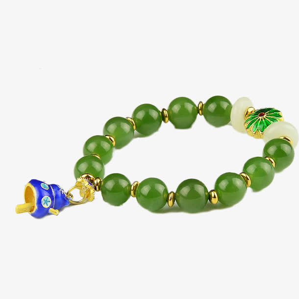 天然新疆和田碧玉手链免抠