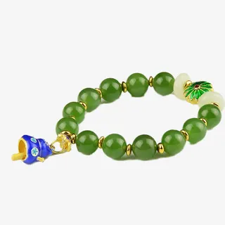 天然新疆和田碧玉手链免抠