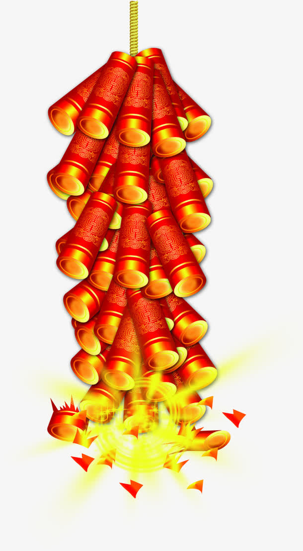 红色鞭炮元旦全城优惠素材免抠