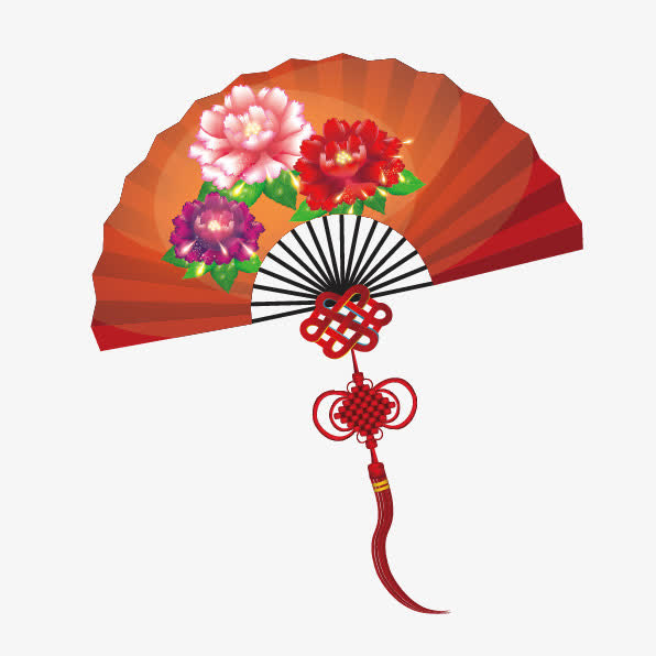 矢量中式扇子免抠