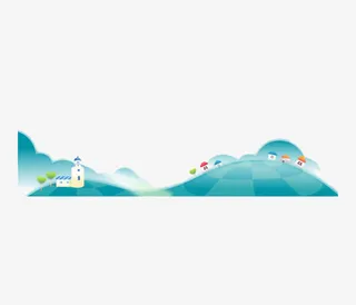 卡通蓝色草坪免抠