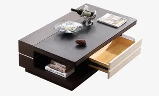 黑色木料茶几免抠