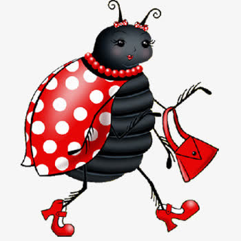 卡通去逛街的七星瓢虫免抠