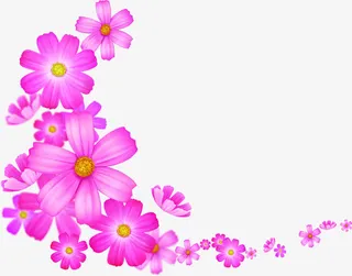 手绘紫色花朵装饰边框免抠