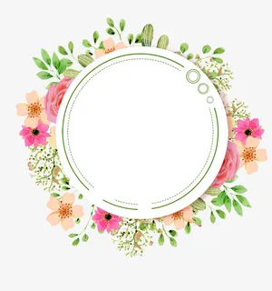 手绘花环与叶子边框免抠