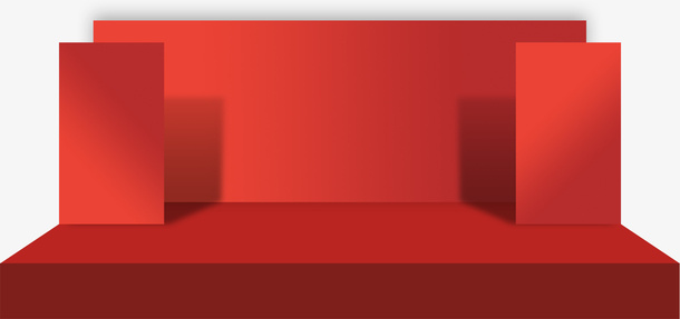 年后活动展台红色大舞台两边展架免抠