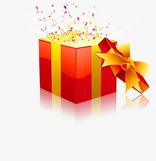 红色手绘元旦促销礼盒免抠